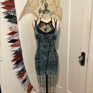 Salvage Sz:Small Teal with black lace trim